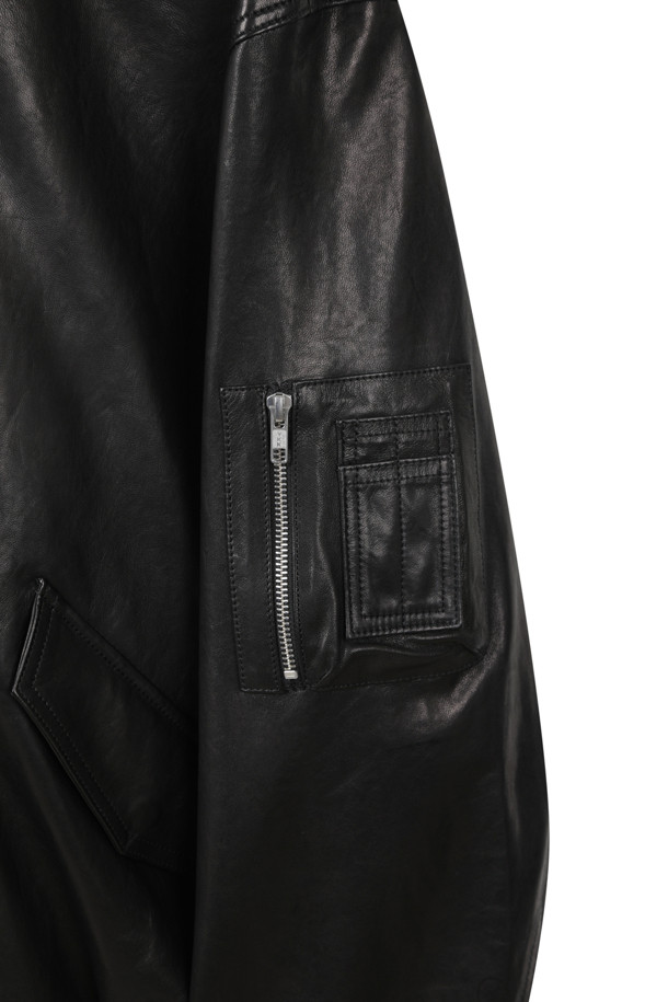 CUSTOMELLOW - 블루종/점퍼 - Black Detatchable Collar Leather Blouson