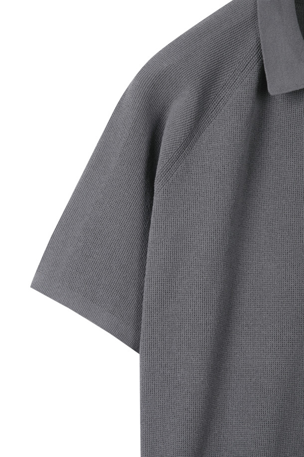 CUSTOMELLOW - 스웨터 - Grey Soft Half Collar Sweater