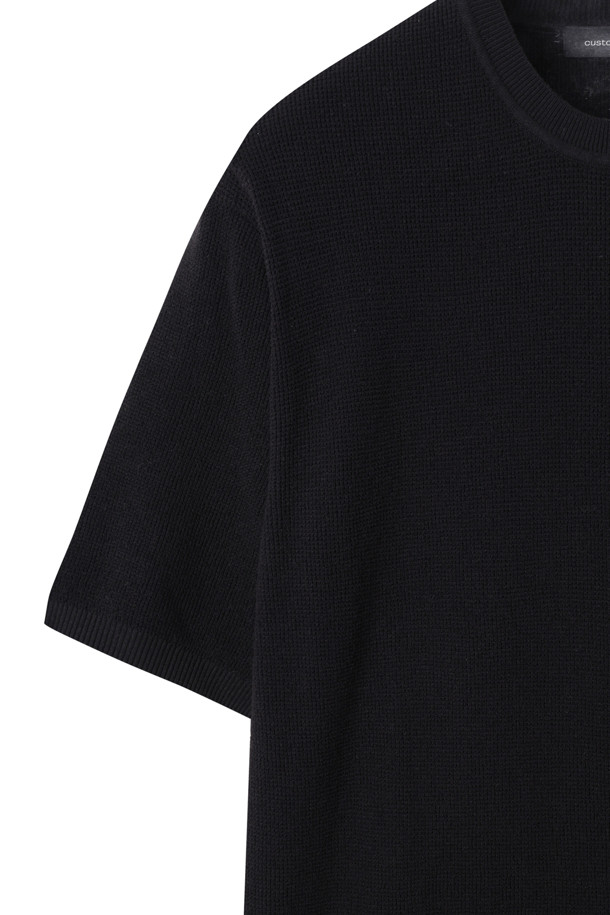 CUSTOMELLOW - 스웨터 - Black Soft Half Round Neck Sweater