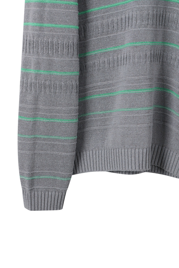 CUSTOMELLOW - 스웨터 - Grey Pin Stripes Sweater