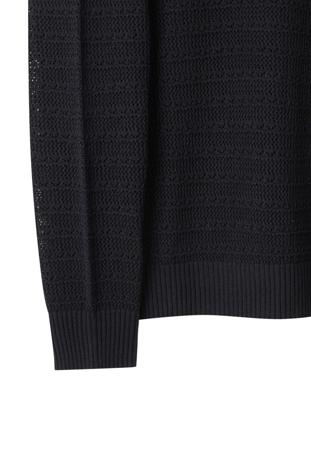 CUSTOMELLOW - 스웨터 - Black Solid Netting Sweater