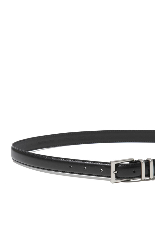 CUSTOMELLOW - 벨트 - Black Leather Narrow Belt