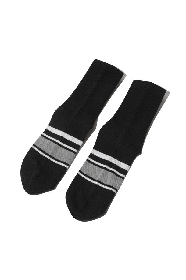 CUSTOMELLOW - 양말 - Black Stripe Medium Socks