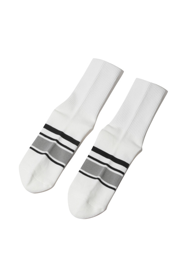 CUSTOMELLOW - 양말 - White Stripe Medium Socks