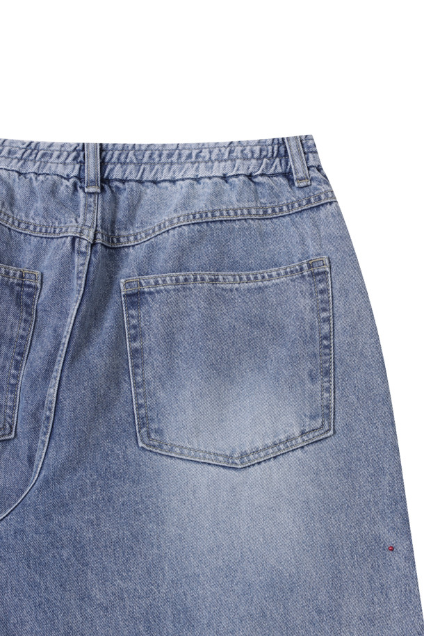 CUSTOMELLOW - 데님 - Blue Wide Fit Banding Jeans