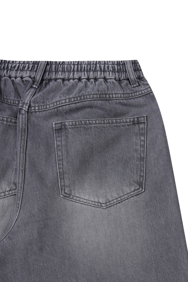 CUSTOMELLOW - 데님 - Grey Wide Fit Banding Jeans