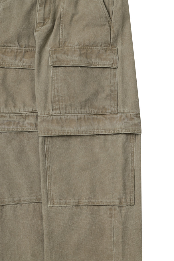 CUSTOMELLOW - 캐주얼팬츠 - Beige Oxford Cotton Cargo Pants