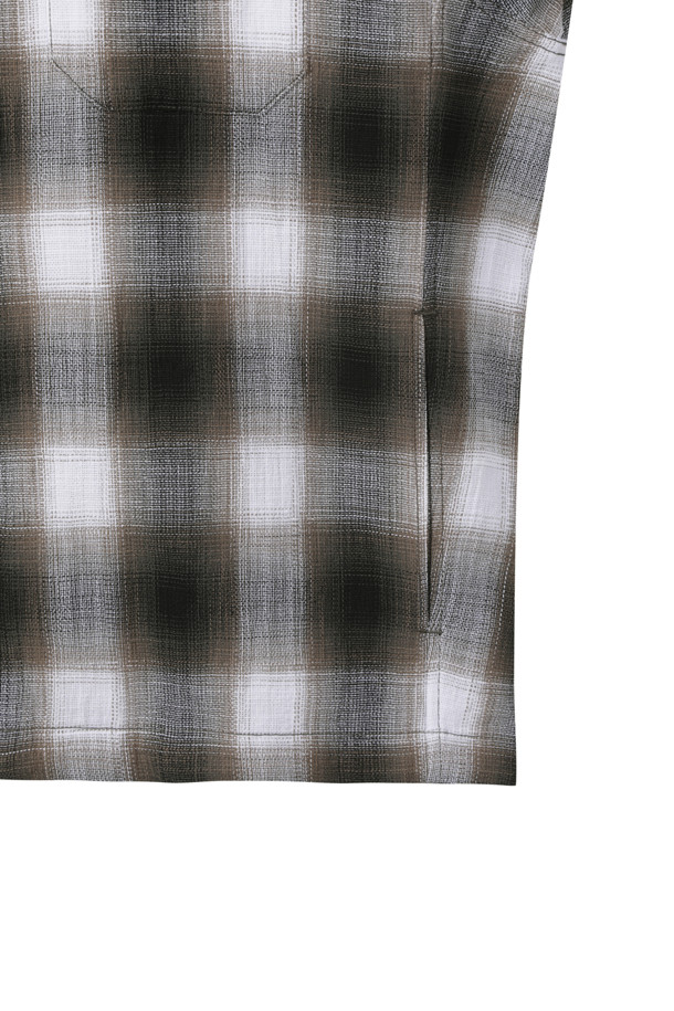 CUSTOMELLOW - 긴팔셔츠 - Beige Check Zip-Up Outer Shirt