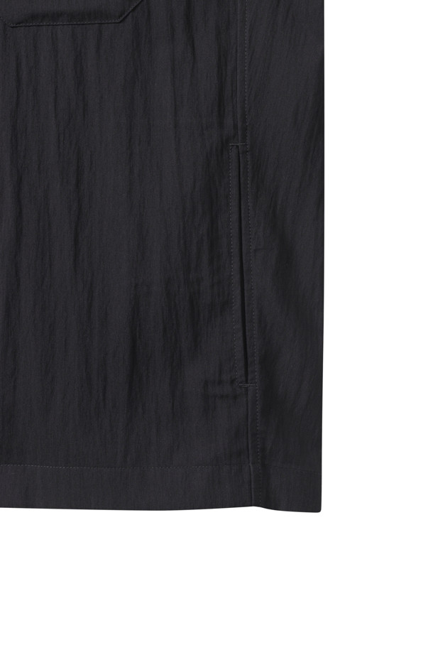 CUSTOMELLOW - 긴팔셔츠 - Black Solid Zip-Up Shirt