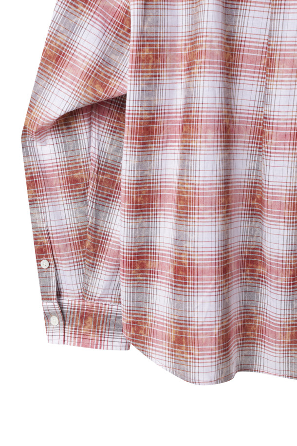 CUSTOMELLOW - 긴팔셔츠 - Red Vintage Dyed Check Shirt