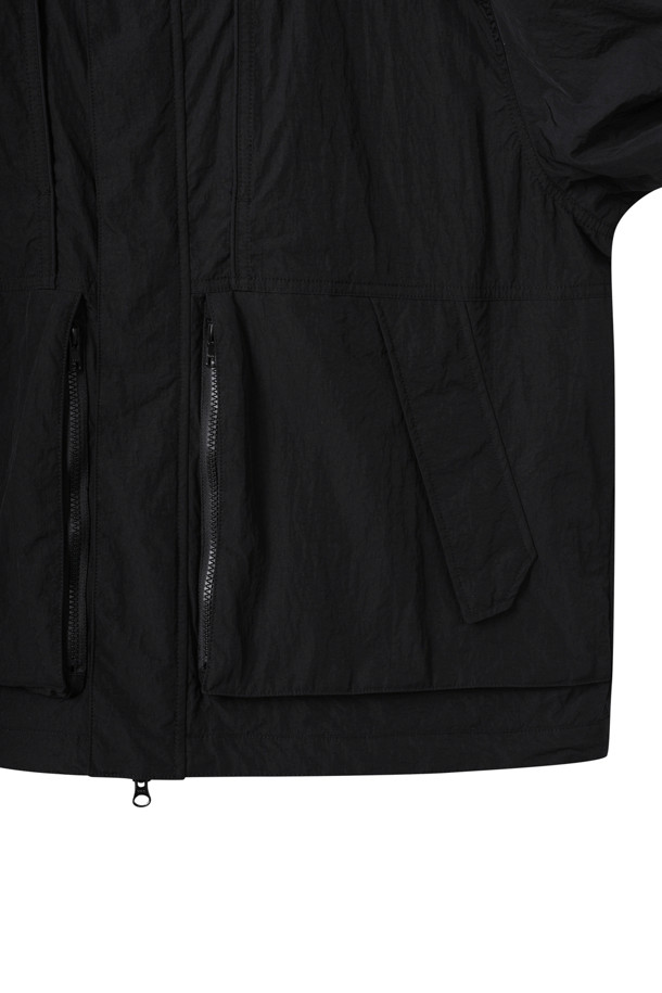 CUSTOMELLOW - 아노락/바람막이 - Black Nylon Hood Windbreaker Jacket