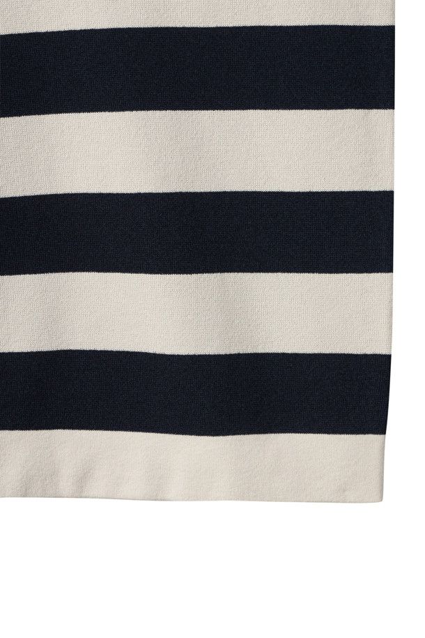 CUSTOMELLOW - 스웨터 - Navy Bold Stripes Collar Sweater