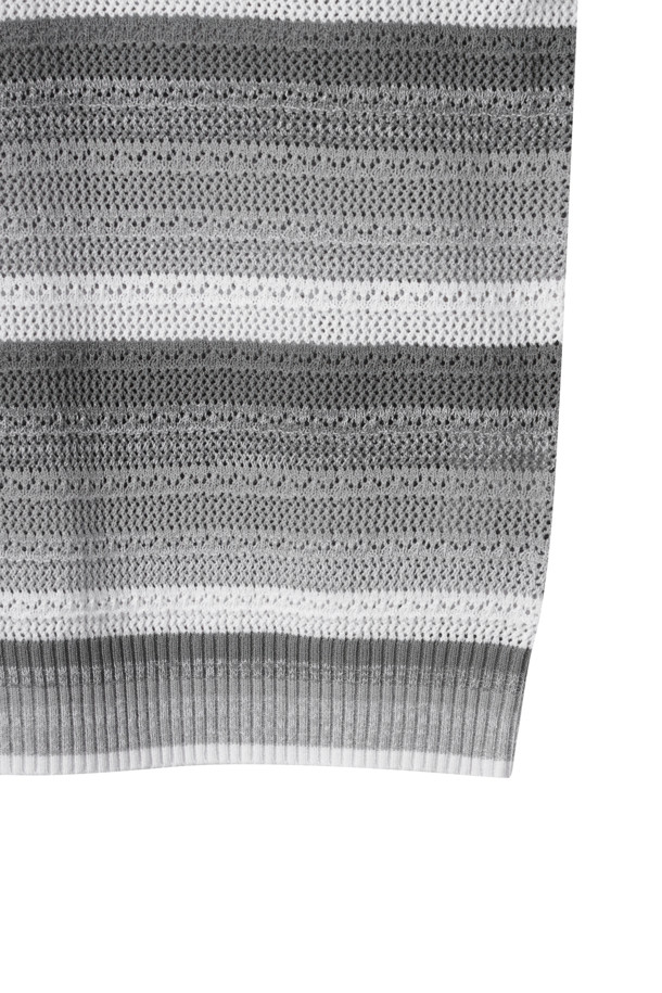 CUSTOMELLOW - 스웨터 - Grey Gradation Netting Sweater