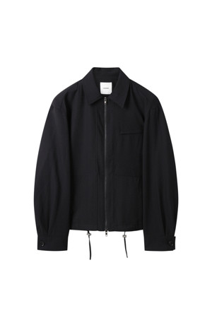 [Outlet] Black Texture Fabric Blouson