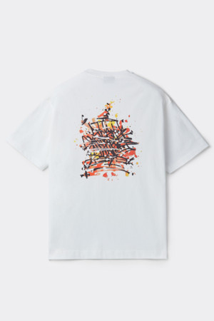 [BISCO SMITH] White Graphic Half Sleeve T-shirt