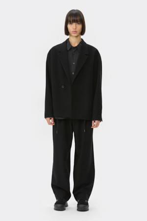 Black Tuck Detail Wool Jacket