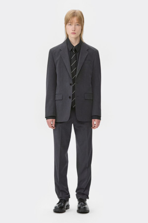 Grey Regular Fit Setup Pants