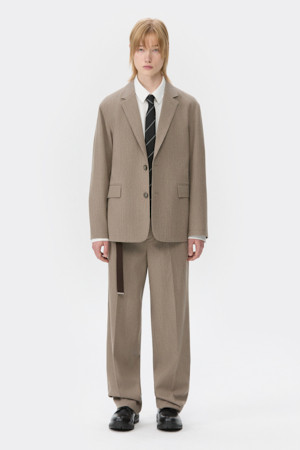 Beige Loose Fit Corduroy Setup Pants