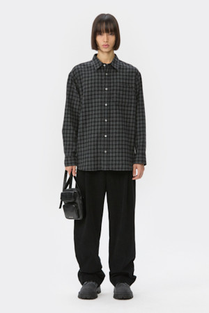 Black Wide Fit One Tuck Corduroy Pants