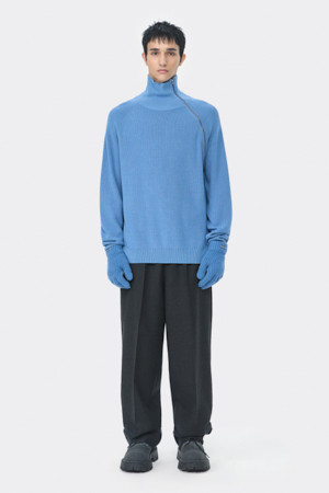 Grey Wide Fit Wool Setup Pants