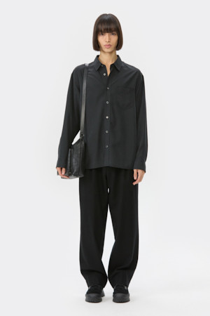 Black Relaxed Fit Rayon Shirt