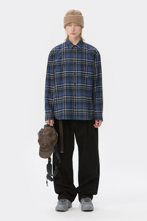 Navy Oversized Fit Check Shirt