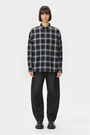 Black Oversized Fit Check Shirt