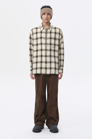 Beige Oversized Fit Check Shirt