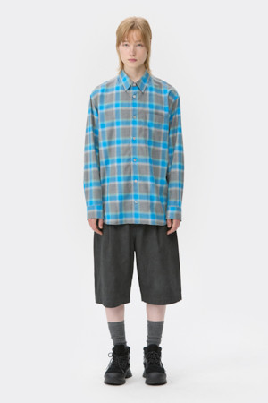 Blue Oversized Fit Layerd Check Shirt