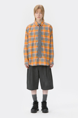 Orange Oversized Fit Layerd Check Shirt