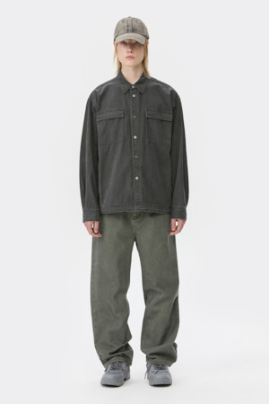 Grey Double Pocket Denim Shirt