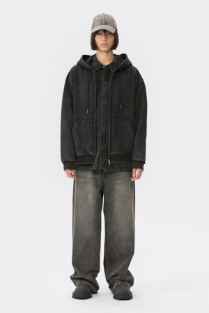 Black Dyed Zip Hoodie