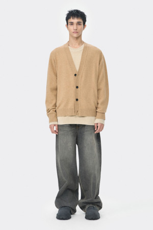 Camel Raccoon Blended Cardigan