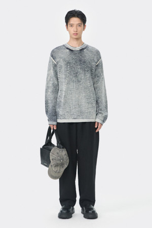 Black Dyed Round Neck Sweater