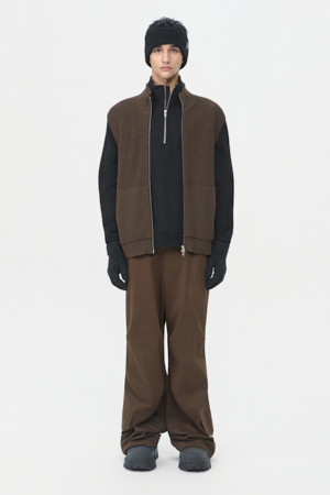 Brown Turtle Neck Zip Vest