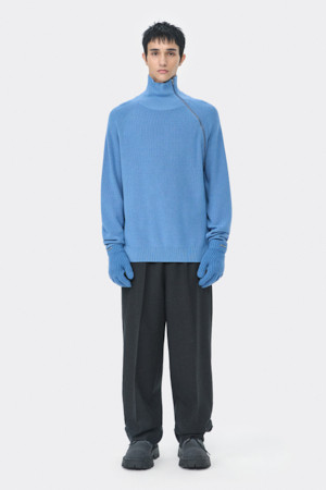 Blue Turtle Neck Side Zip Sweater