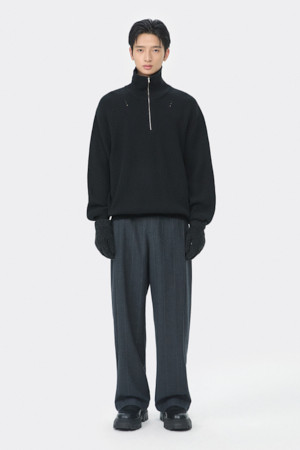 Black Turtle Neck Half Zip Sweater