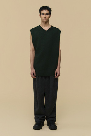 [HED MAYNER] Green Wool Twisted Vest