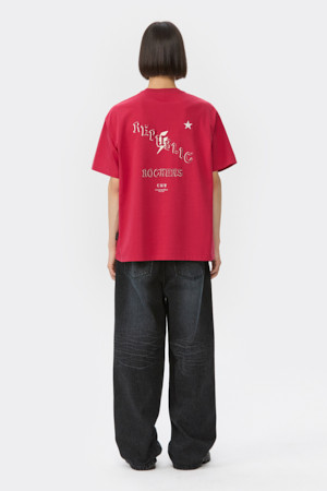 Red Graphic Half Sleeve T-shirt