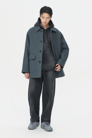 Grey Wool Car Coat