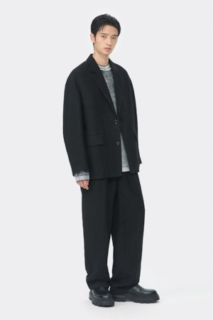 Black Oversized Fit Gauze Setup Jacket