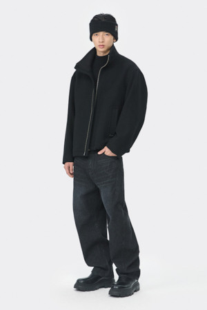Black Wool Highneck Jacket