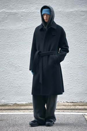 Black Cashmere Blended Mac Coat