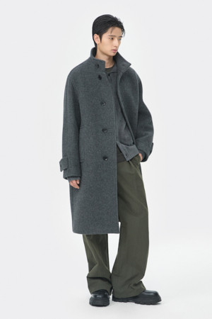 Grey Wool Highneck Coat