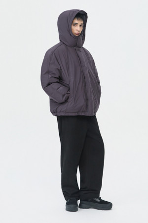 Wine Light Fabric Hood Down Jacket