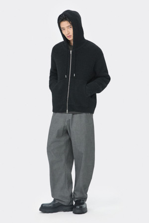 Black Cloud Hood Zip Cardigan