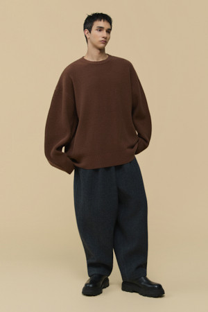 [HED MAYNER] Brown Oversized Fit Wool Sweater