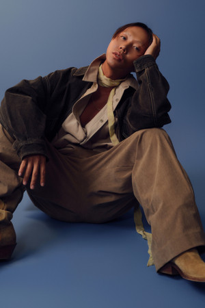 Beige Wide Fit One Tuck Corduroy Pants