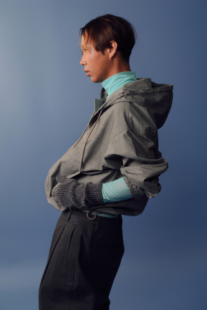 Light Grey Cotton Hood Zip Jacket