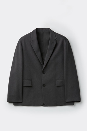 Grey Loose Fit Textured Setup Jacket